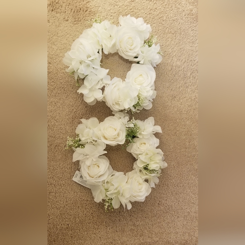 Elegant White Floral Wreath - Set of 2 12" Mini Wreaths by Bright Ideas